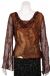 Loose Fitting Formal Beaded Blouse in Brown/Gold
